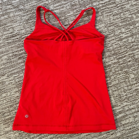 LULULEMON Red Free to Be Cross back workout tank EUC - Picture 2 of 4